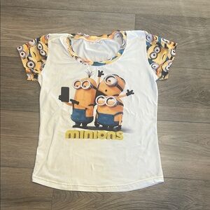 Minions Graphic Minions T-Shirt - White and Yellow Size M